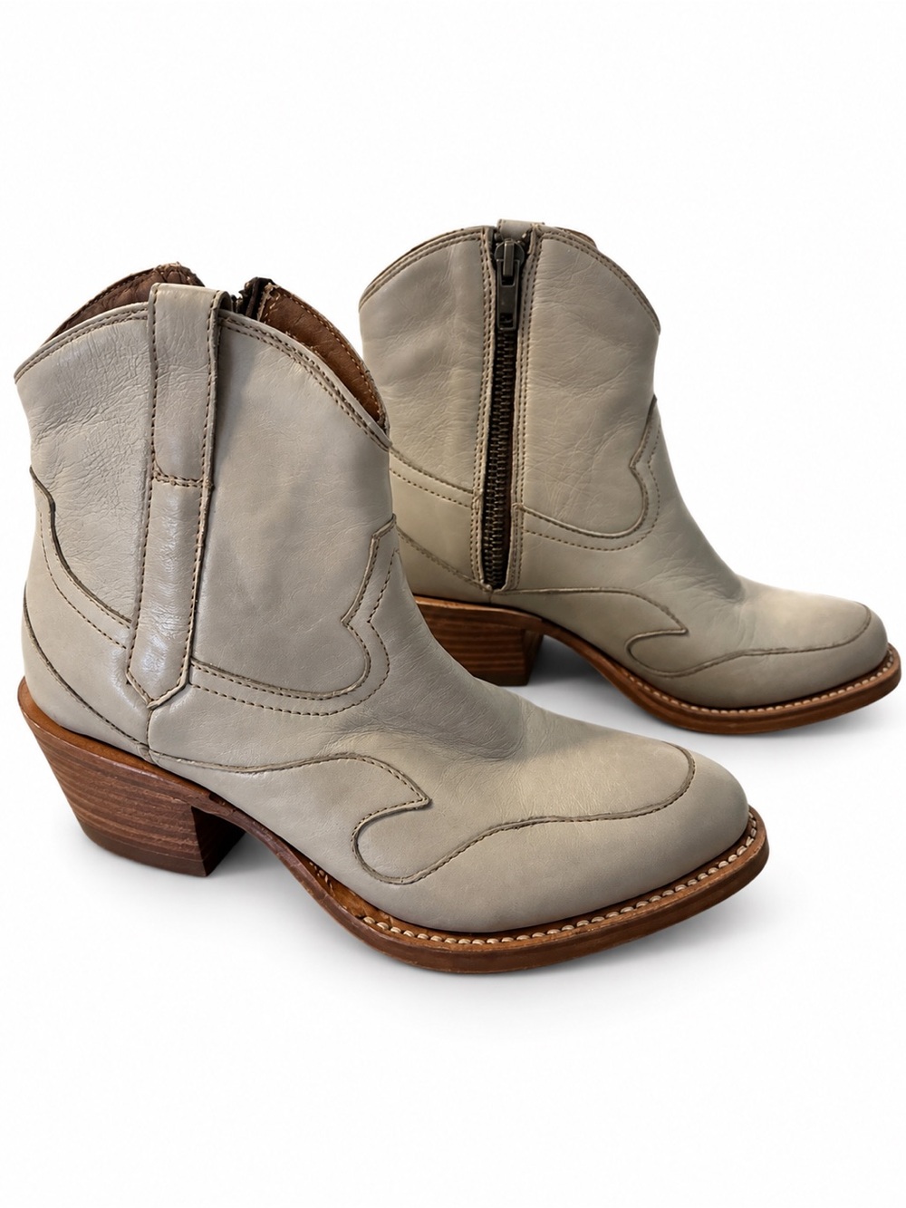 Classic Western Short Bootie in Light Gray